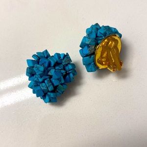 Clip-on Turquoise Gold Earrings